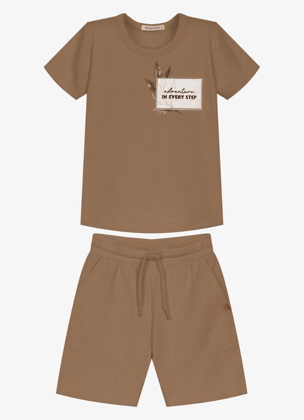 Conjunto Infantil Camiseta com Bermuda Marrom