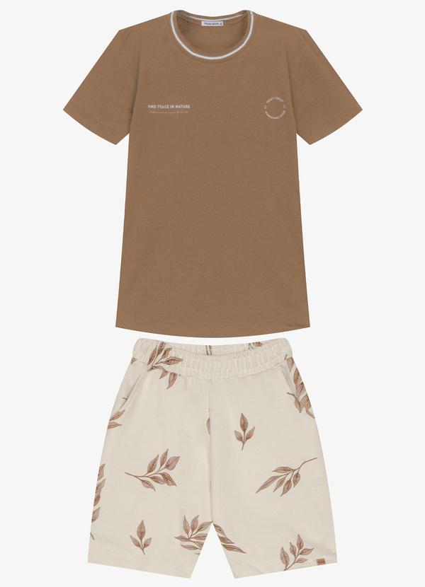 Conjunto Infantil Camiseta com Bermuda Marrom