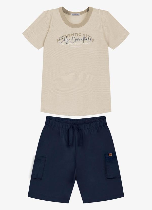 Conjunto Infantil Camiseta com Bermuda Marrom