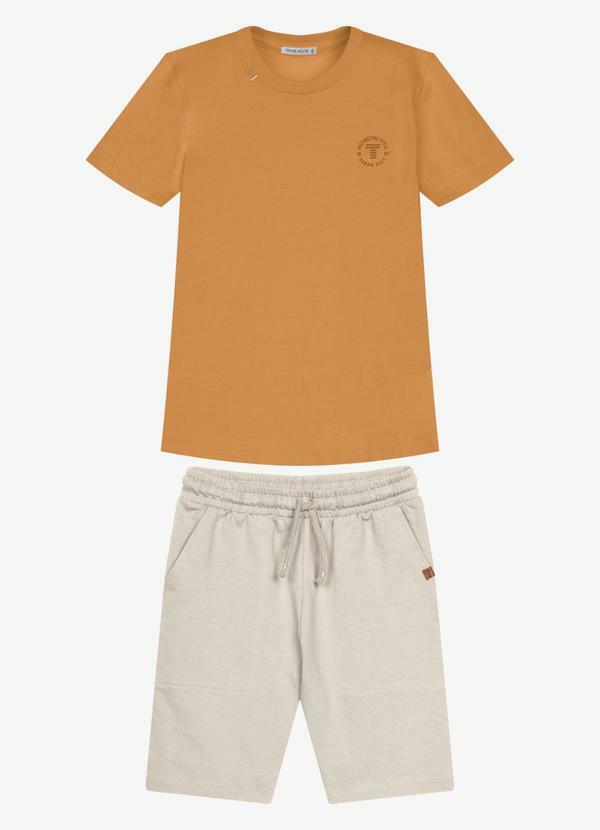 Conjunto Infantil Camiseta com Bermuda Marrom