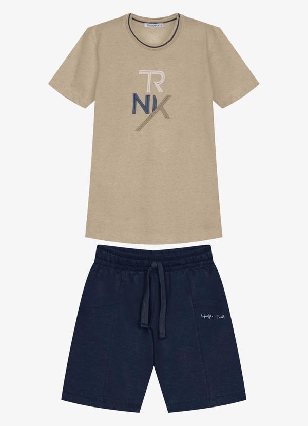 Conjunto Infantil Camiseta com Bermuda Marrom