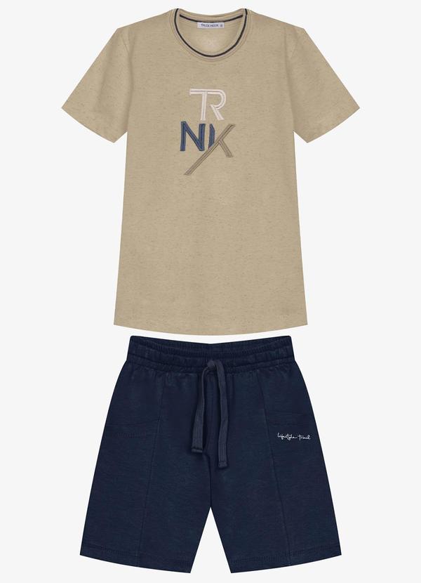 Conjunto Infantil Camiseta com Bermuda Marrom