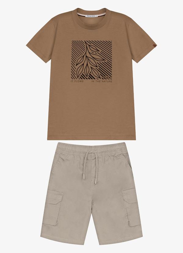 Conjunto Infantil Camiseta com Bermuda Marrom