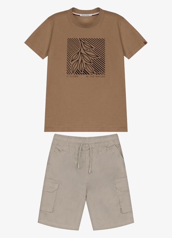 Conjunto Infantil Camiseta com Bermuda Marrom