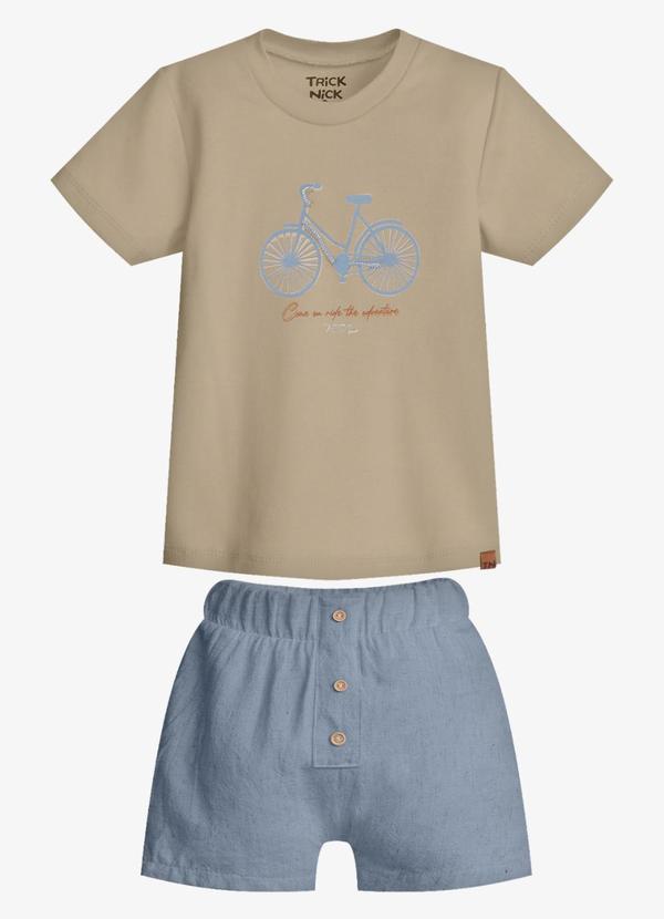 Conjunto Infantil Camiseta com Bermuda Marrom