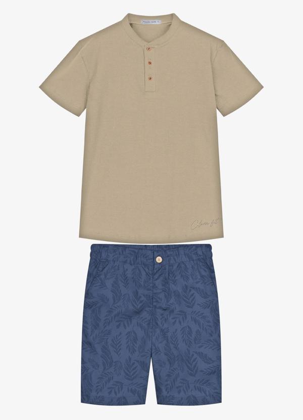 Conjunto Infantil Camiseta com Bermuda Marrom