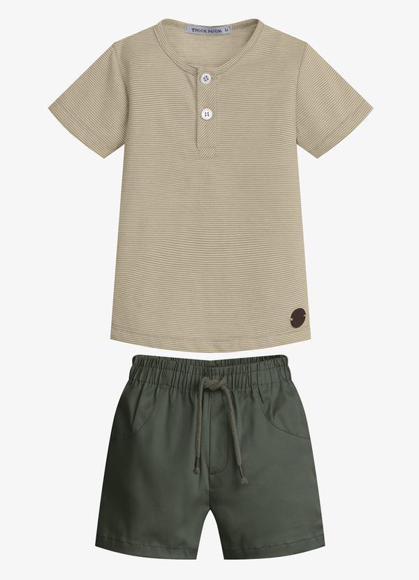 Conjunto Infantil Camiseta com Bermuda Marrom