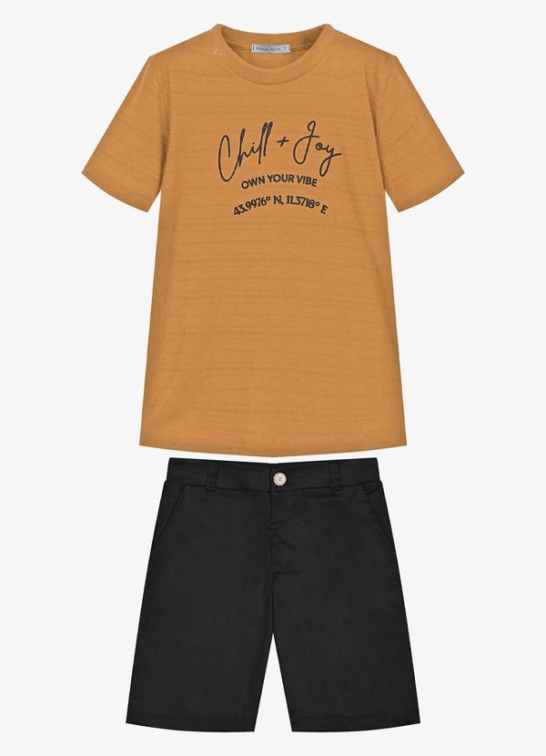 Conjunto Infantil Camiseta com Bermuda Marrom