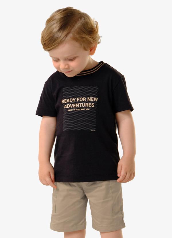 Conjunto Infantil Camiseta com Bermuda Preto