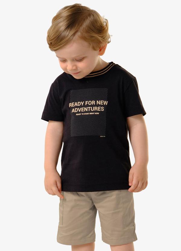Conjunto Infantil Camiseta com Bermuda Preto