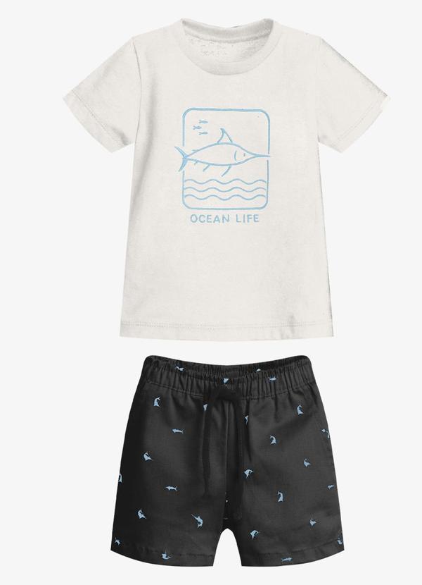 Conjunto Infantil Camiseta com Bermuda Preto