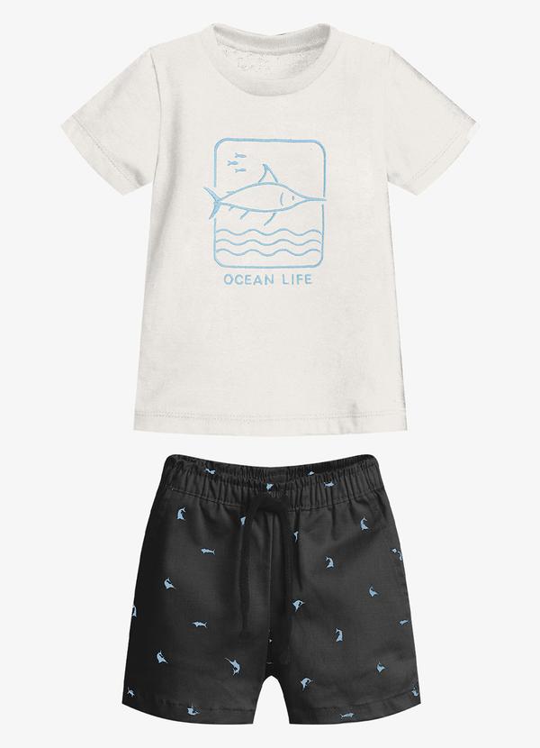 Conjunto Infantil Camiseta com Bermuda Preto