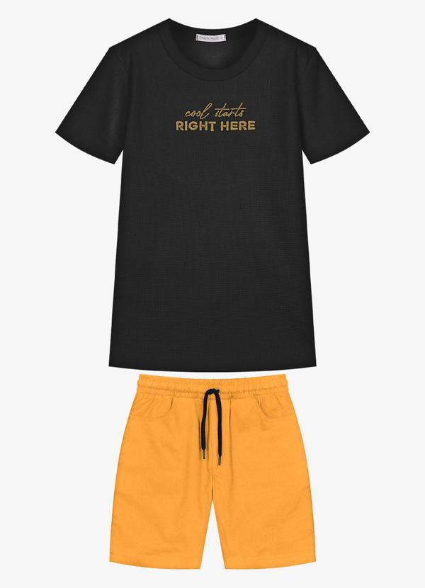 Conjunto Infantil Camiseta com Bermuda Preto