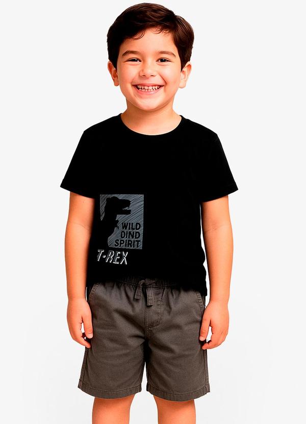 Conjunto Infantil Camiseta com Bermuda Preto