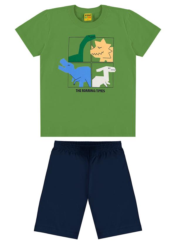 Vista 2 Conjunto Infantil Camiseta com Bermuda Verde Trick Nick Trick Nick