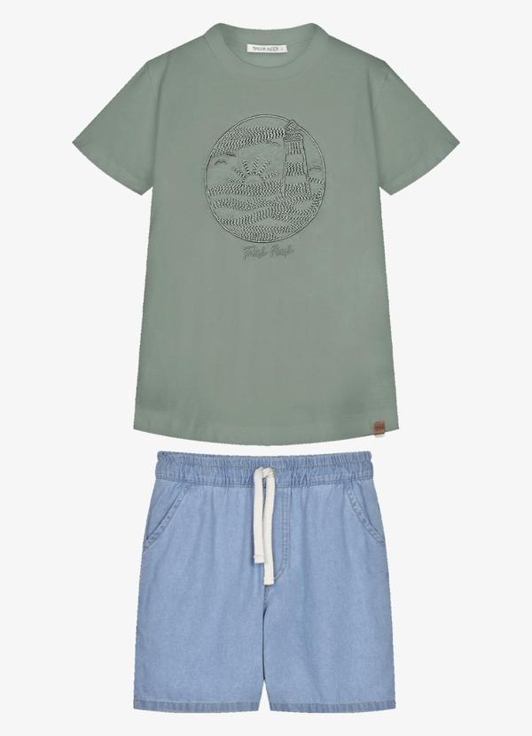 Conjunto Infantil Camiseta com Bermuda Verde