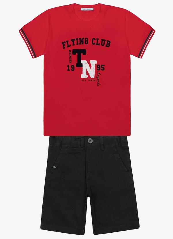 Vista 2 Conjunto Infantil Camiseta com Bermuda Vermelho Trick Nick Trick Nick