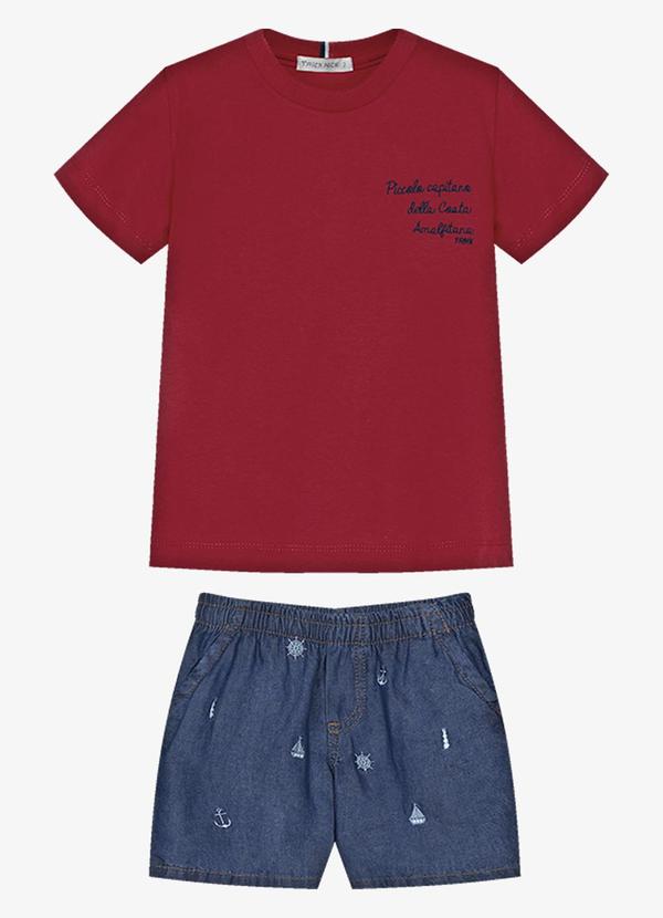 Conjunto Infantil Camiseta com Bermuda Vermelho