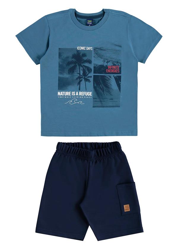 Vista 2 Conjunto Infantil Camiseta e Bermuda Bee Loop Azul Bee Loop