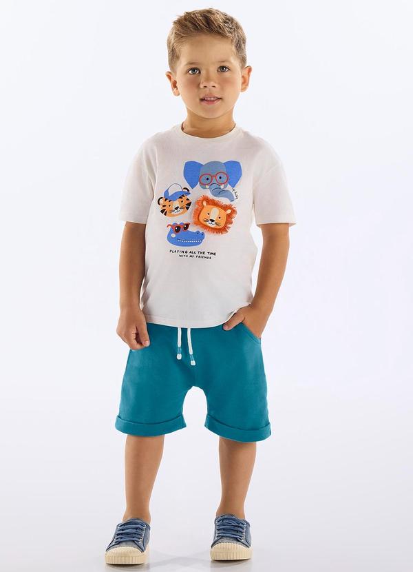 Conjunto Infantil Camiseta e Bermuda Bege