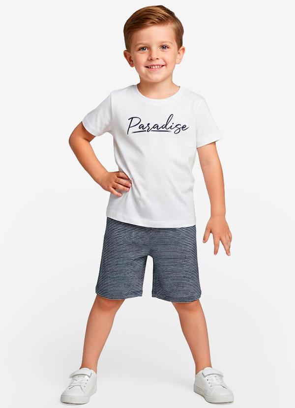 Conjunto Infantil Camiseta e Bermuda Bege