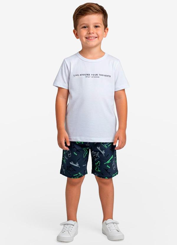 Conjunto Infantil Camiseta e Bermuda Cinza