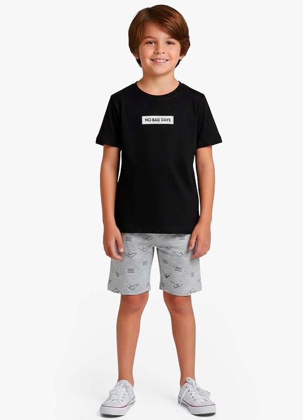 Conjunto Infantil Camiseta e Bermuda Cinza