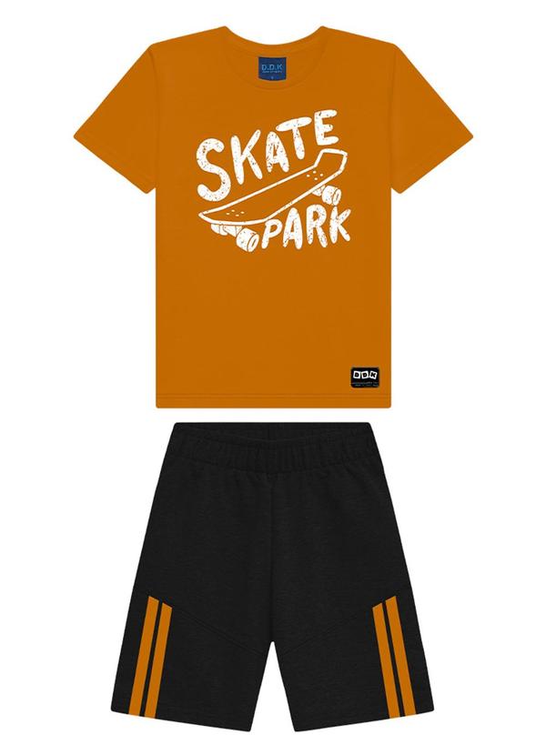 Vista 2 Conjunto Infantil Camiseta e Bermuda Laranja Ddk Ddk