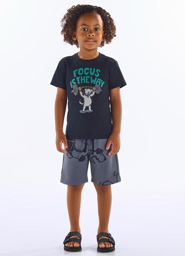 Conjunto Infantil Camiseta e Bermuda Preto