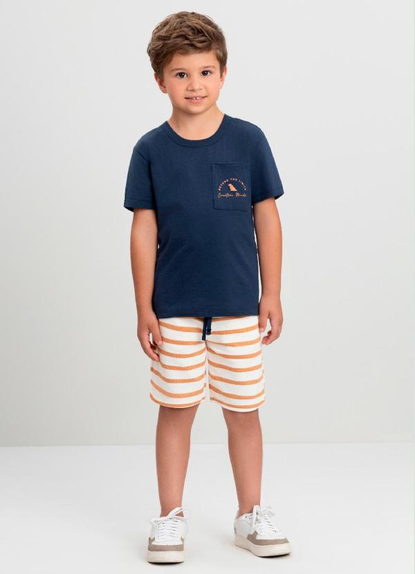 Conjunto Infantil Camiseta e Bermuda Quimby Azul