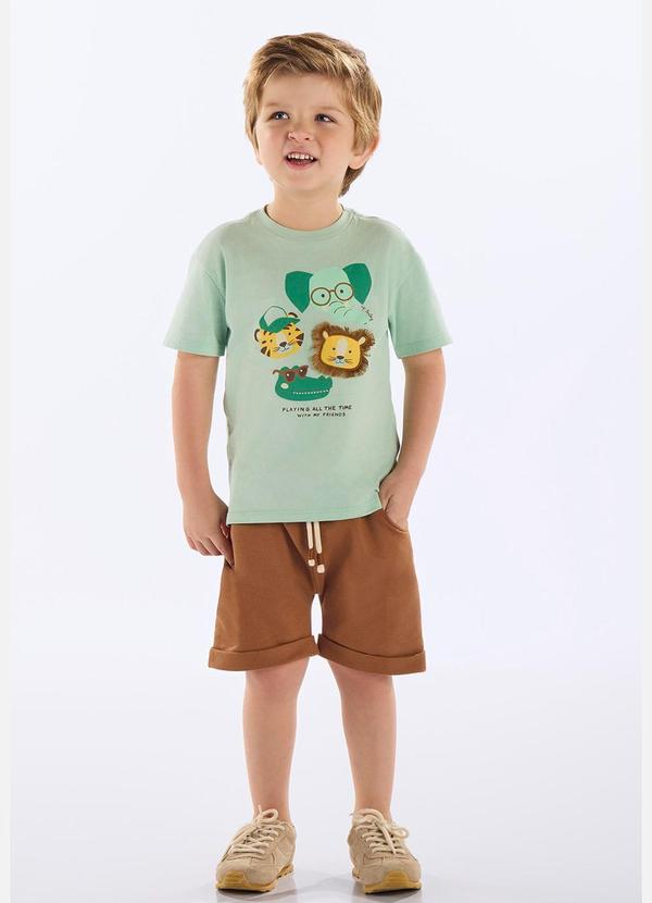 Vista 2 Conjunto Infantil Camiseta e Bermuda Verde Up Baby Up Baby
