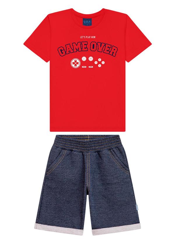 Vista 2 Conjunto Infantil Camiseta e Bermuda Vermelha Ddk Ddk