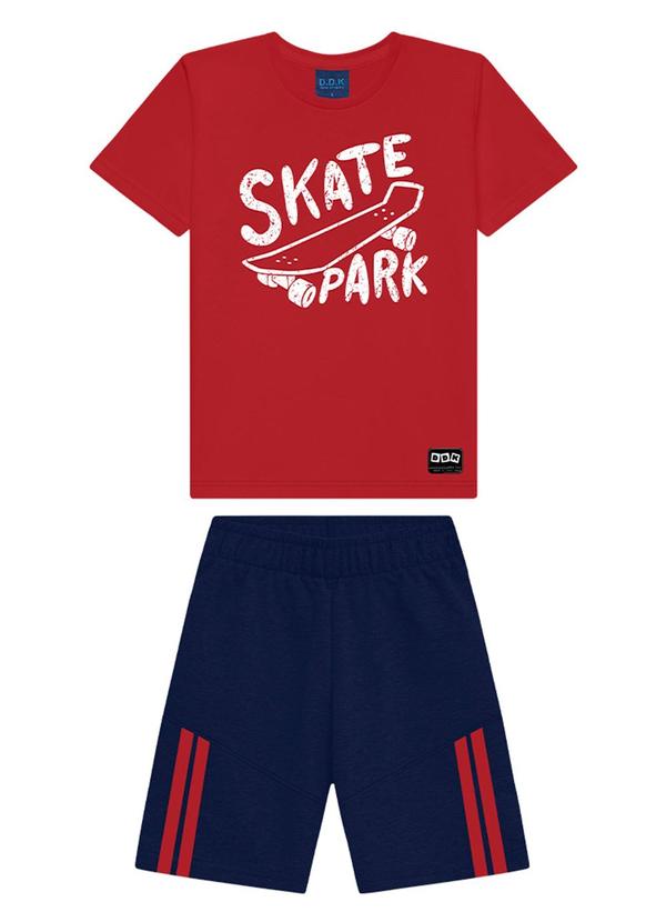 Vista 2 Conjunto Infantil Camiseta e Bermuda Vermelho Ddk Ddk