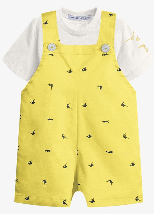 Conjunto Infantil Camiseta e Jardineira Amarelo