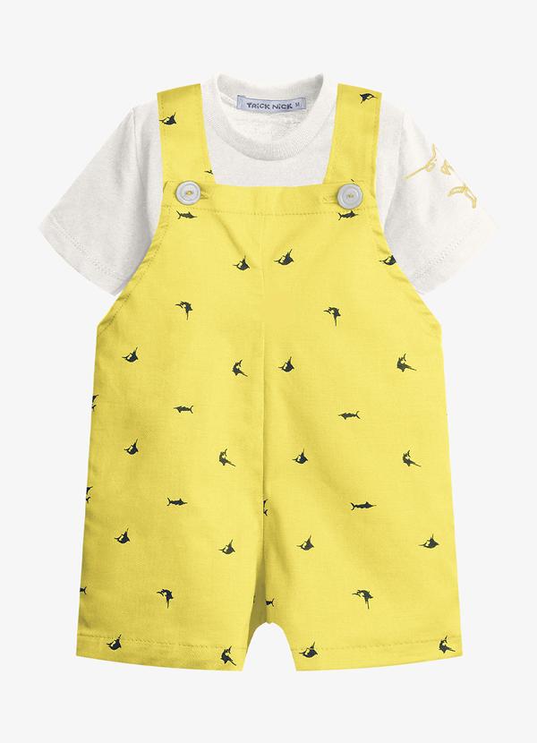 Conjunto Infantil Camiseta e Jardineira Amarelo
