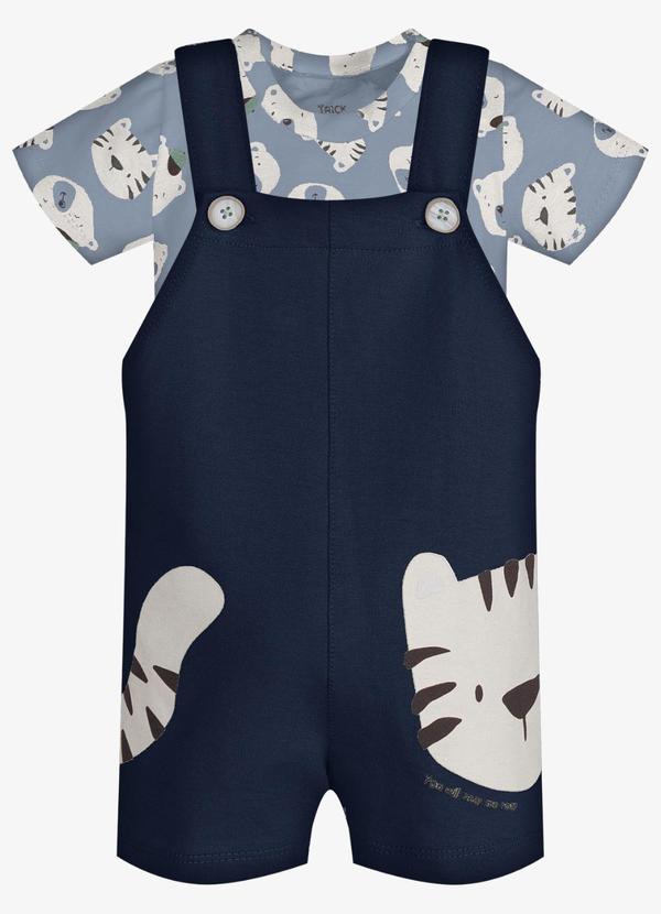 Conjunto Infantil Camiseta e Jardineira Azul