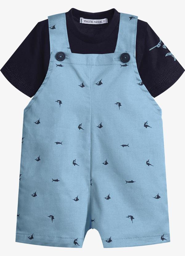Conjunto Infantil Camiseta e Jardineira Azul