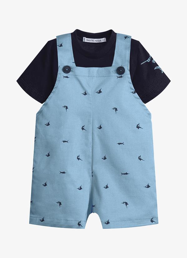Conjunto Infantil Camiseta e Jardineira Azul