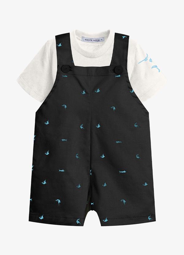 Conjunto Infantil Camiseta e Jardineira Preto