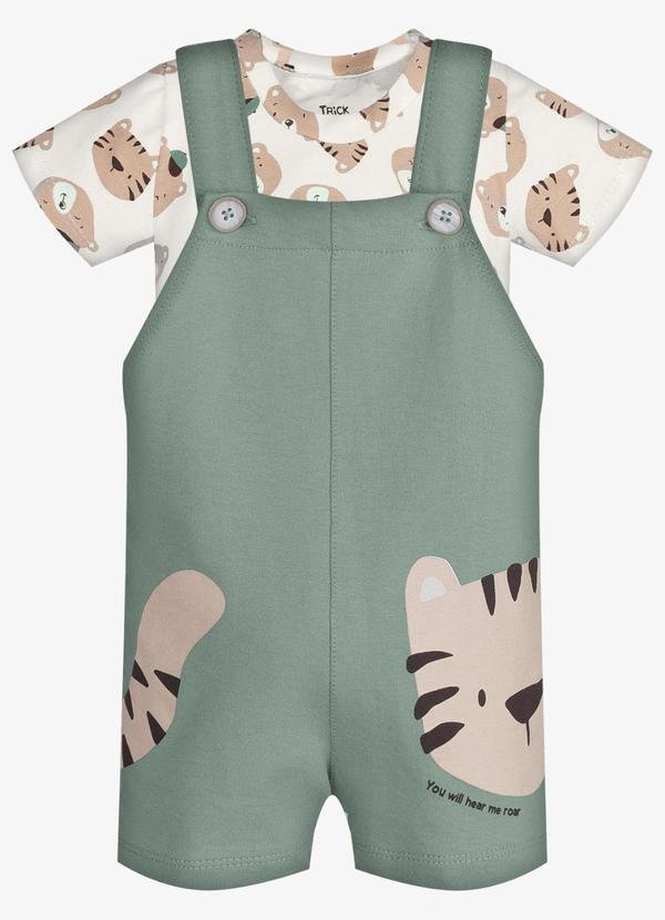 Conjunto Infantil Camiseta e Jardineira Verde