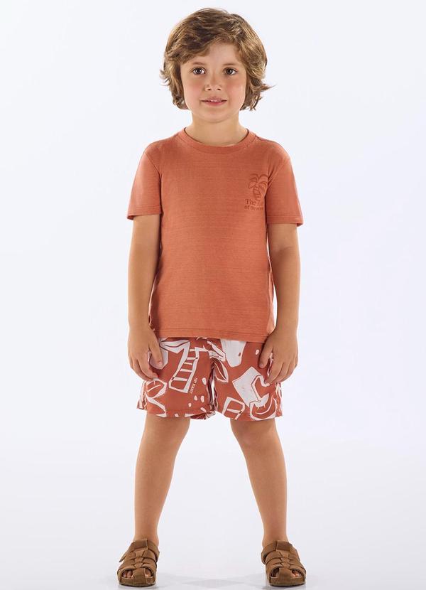 Vista 2 Conjunto Infantil Camiseta e Short Marrom Up Baby Up Baby