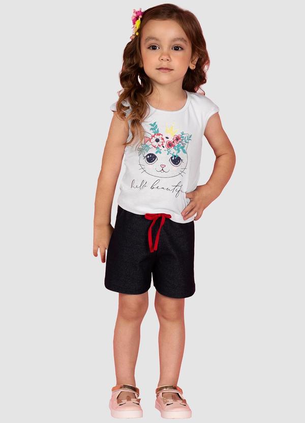 Conjunto Infantil Cotton Gatinho Branco
