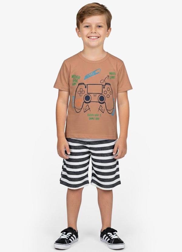 Vista 2 Conjunto Infantil Curto Verão Menino Marrom Select Select