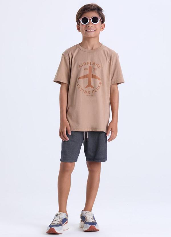 Vista 2 Conjunto Infantil Masculino Avião Bege VIDA COSTEIRA VIDA COSTEIRA