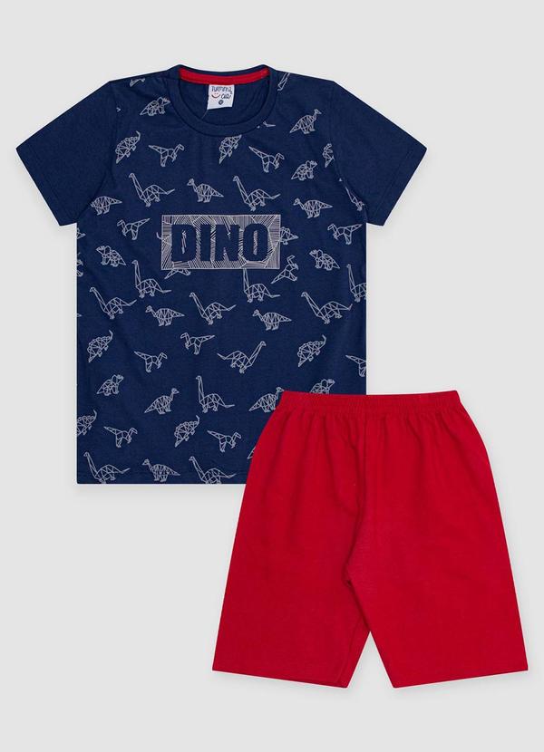 Vista 2 Conjunto Infantil Masculino Dinossauro Vermelho Turminha Turminha
