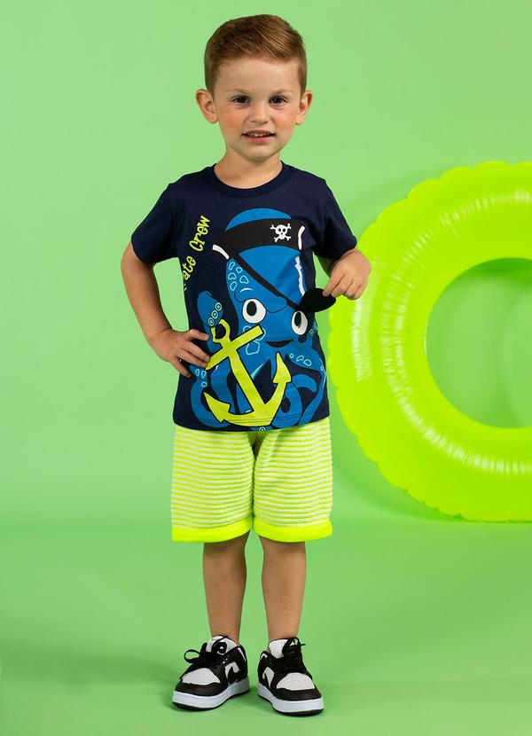 Vista 2 Conjunto Infantil Meia Malha Azul Turminha Turminha