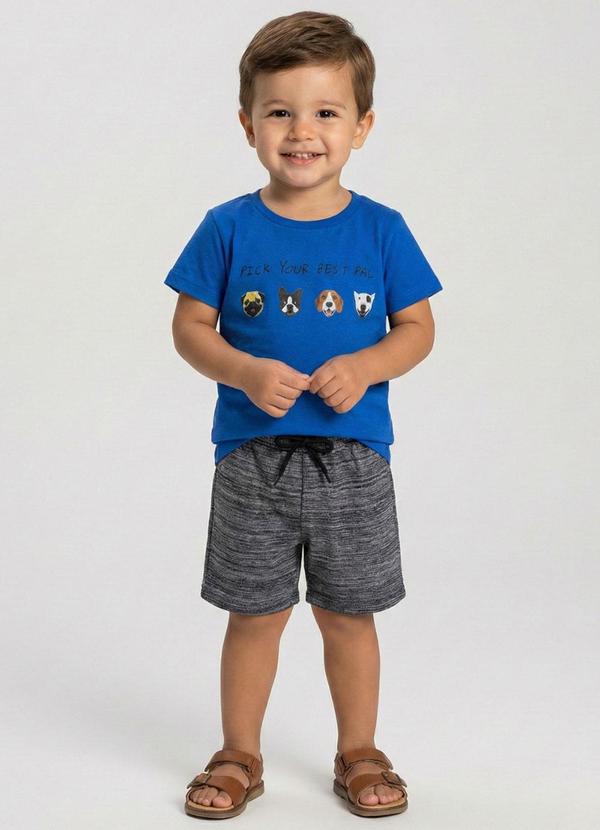 Vista 2 Conjunto Infantil Meia Malha Dog Azul Turminha Turminha