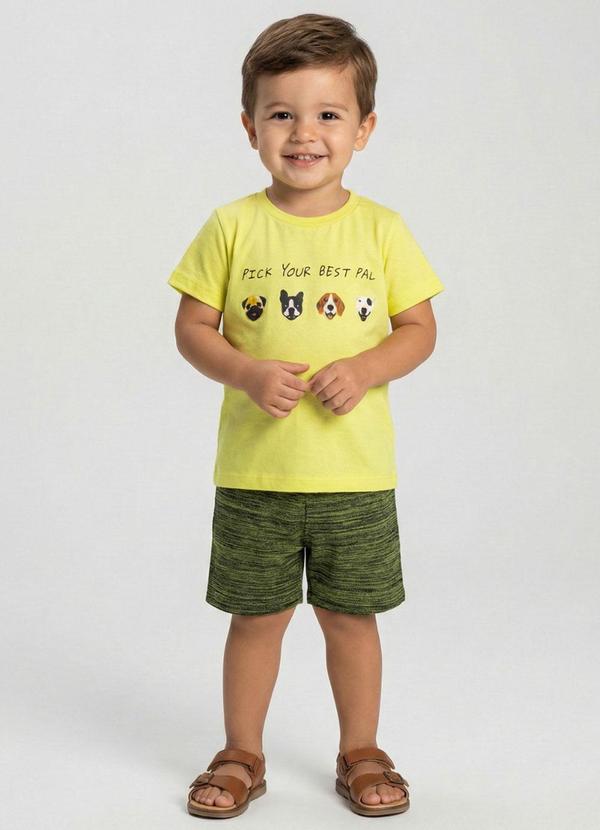 Vista 2 Conjunto Infantil Meia Malha Dog Verde Turminha Turminha