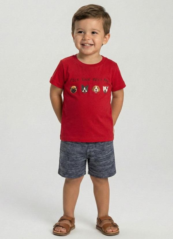 Vista 2 Conjunto Infantil Meia Malha Dog Vermelho Turminha Turminha