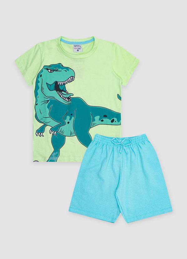 Conjunto Infantil Meia Malha/Moletom Dino Verde